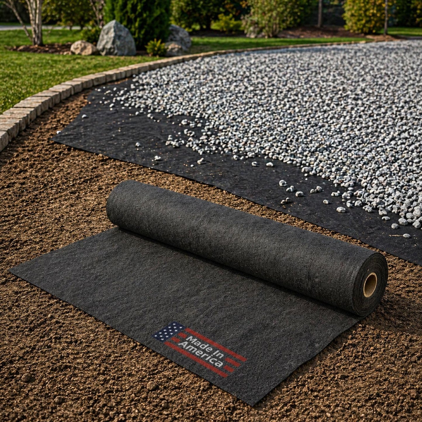 Soil Separation Fabric | Non-Woven Geotextile Filter Fabric (8 oz) – Drainage & Filter Barrier Fabric for French Drains & Trenches | USA Made - Sandbaggy (3 ft x 100 ft Roll)