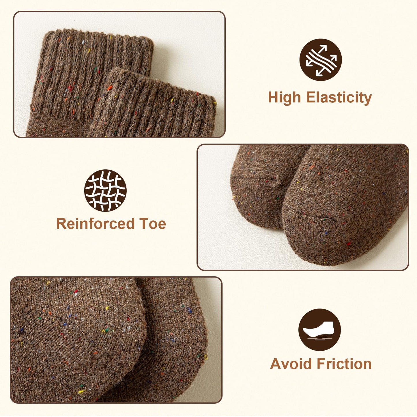 Pleneal Wool Socks for Women - 5 Pairs Womens Winter Wool Socks, Warm Winter Sock for Women Men Vintage Crew Sock Casual