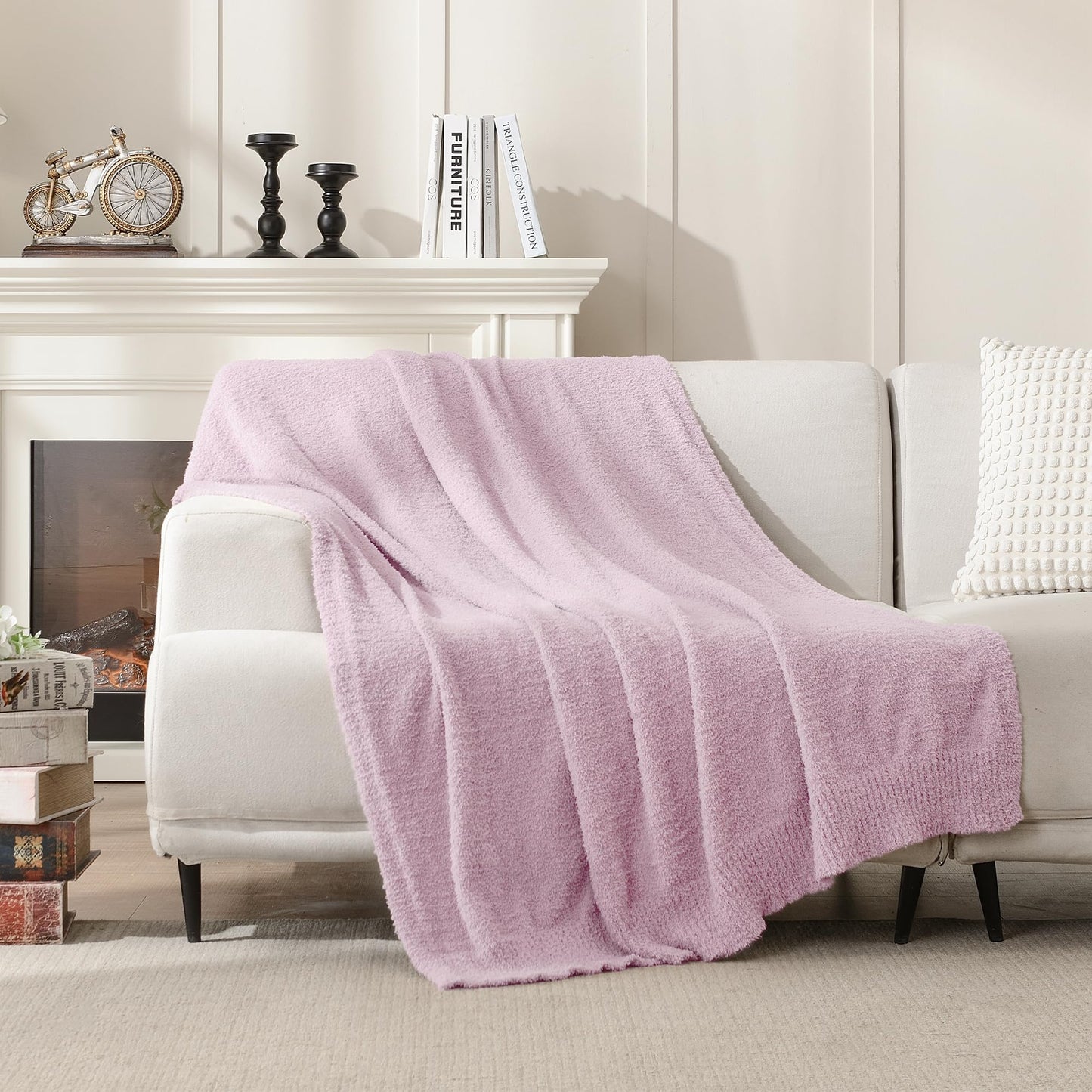 JOOJA Light Purple Throw Blanket, Soft Fluffy Fuzzy Knit Blanket for Couch Bed Sofa, Cozy Plush Warm Blanket for Bedroom Living Room, Spring Home Decor, 50x60 Inches