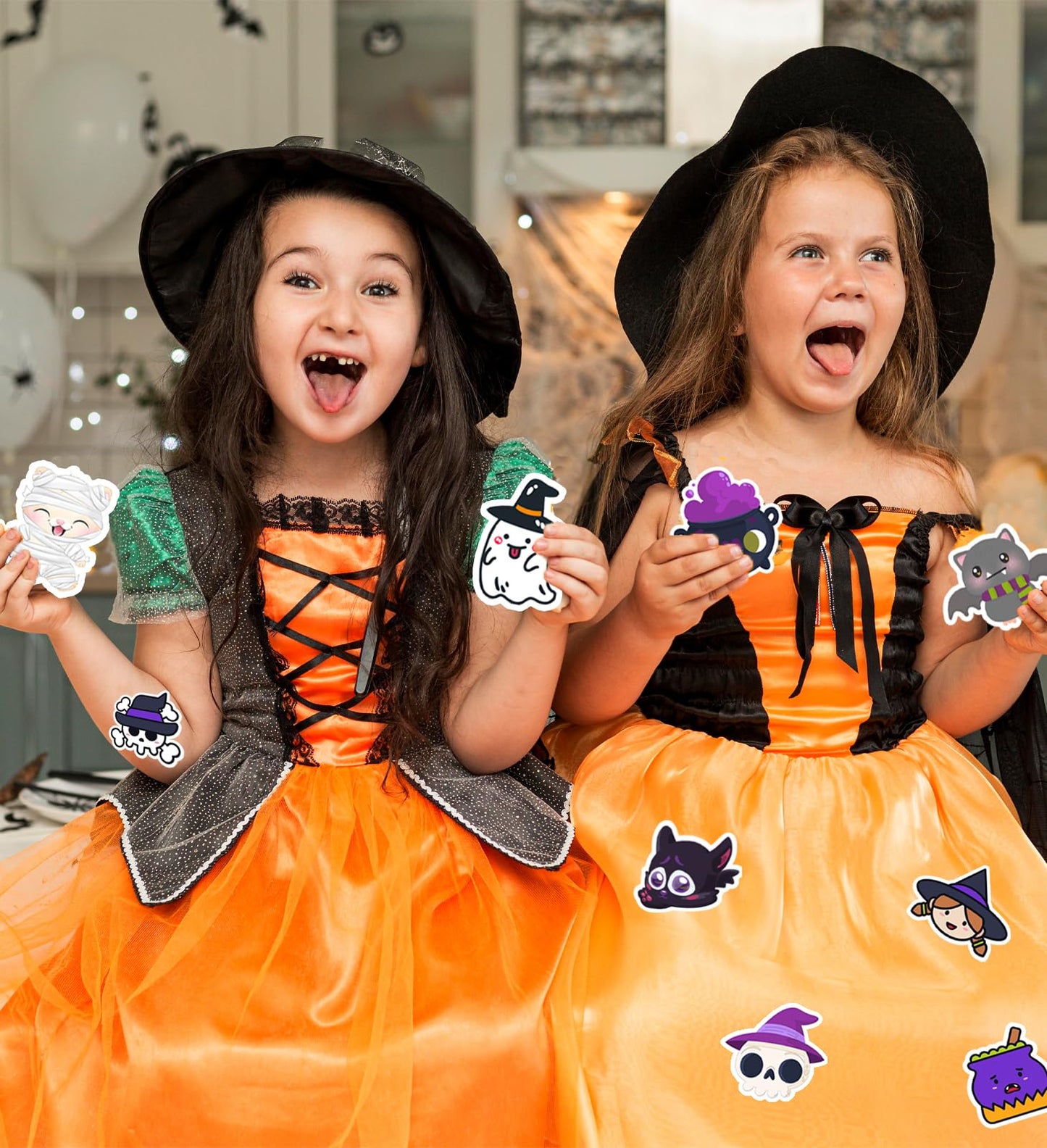 HSHFAMIIY Halloween Party Favors, Halloween Stickers, 100 PCS Non Repeating Vinyl Waterproof Stickers for Kids, Hall-oween Decorations Games Treats Classroom Crafts Gifts Party Supplies