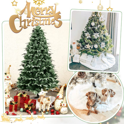 White Tree Skirt 48 Inch Large Faux Fur Tree Skirts Plush Holiday Christmas Tree Decorations for Xmas Ornaments Winter Indoor Party Decor