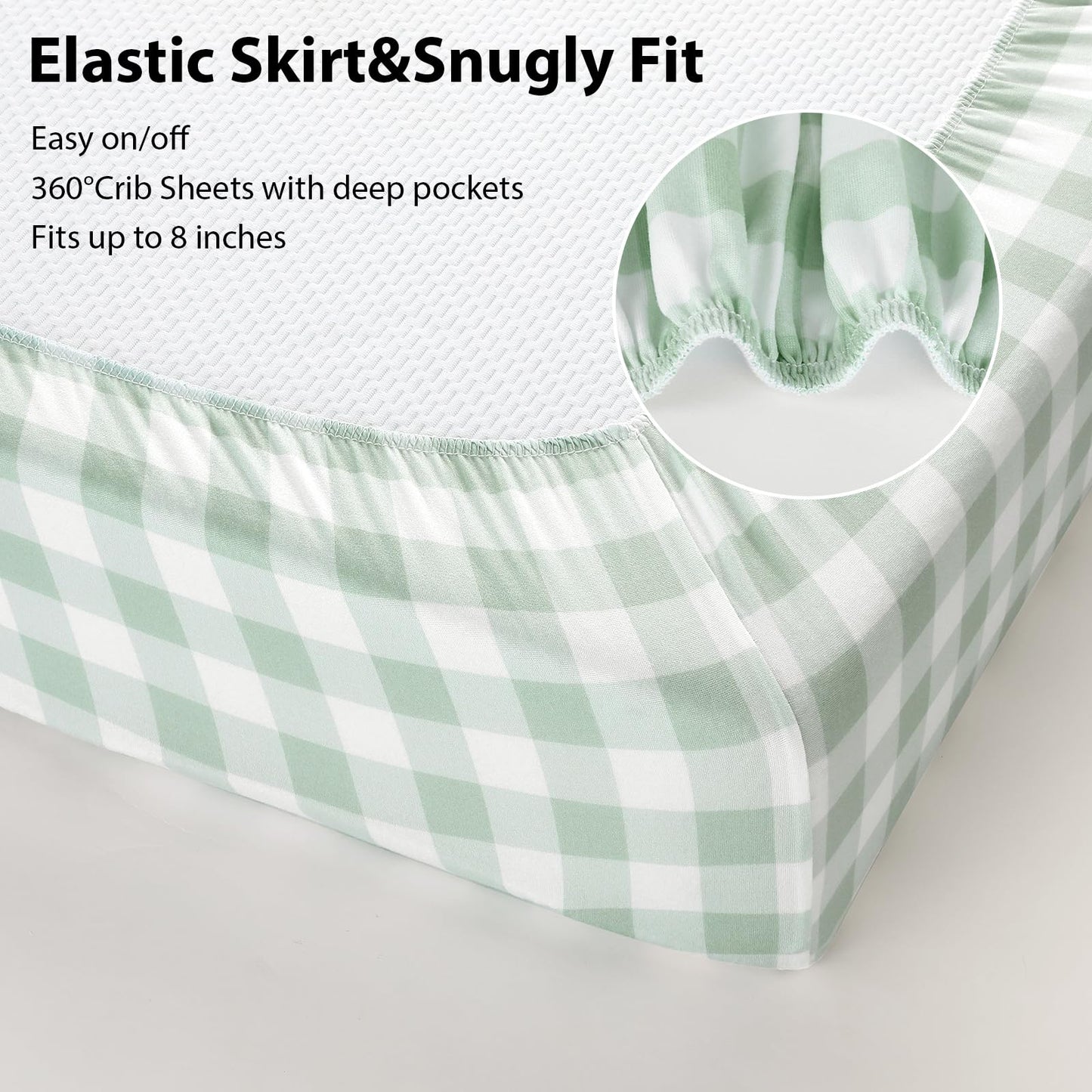 FIEMOL Baby Crib Sheets for Boys and Girls, 3 Pack Fitted Crib Sheets Neutral for 52”x28” Standard Crib and Toddler Mattresses, Ultra Soft & Silky Smooth Microfiber Green Forest Bear