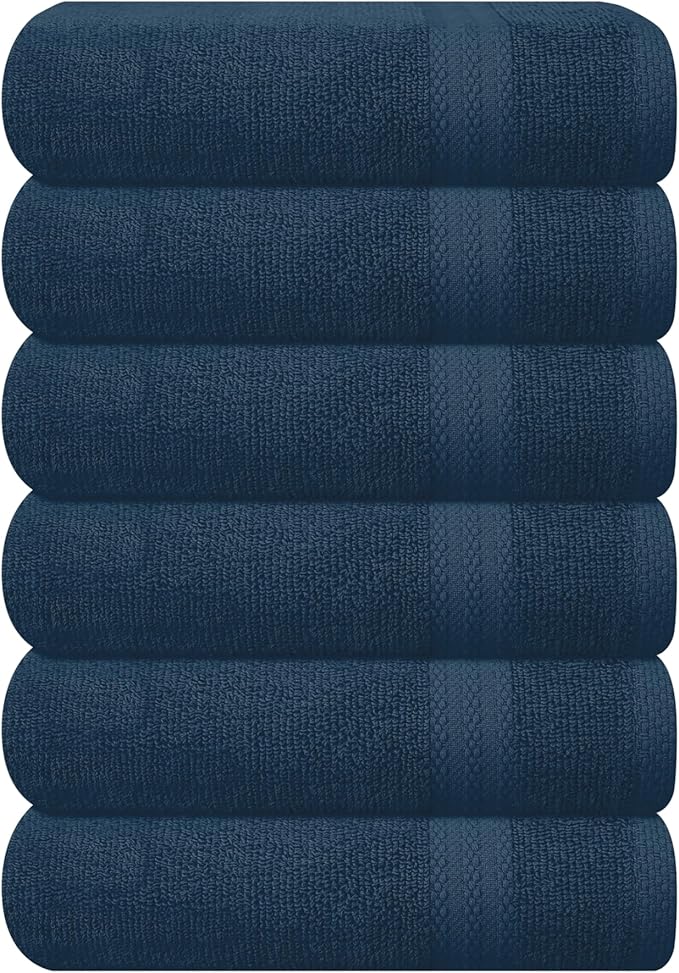 GLAMBURG Ultra Soft 6-Piece Hand Towel Set 16x28-100% Ringspun Cotton