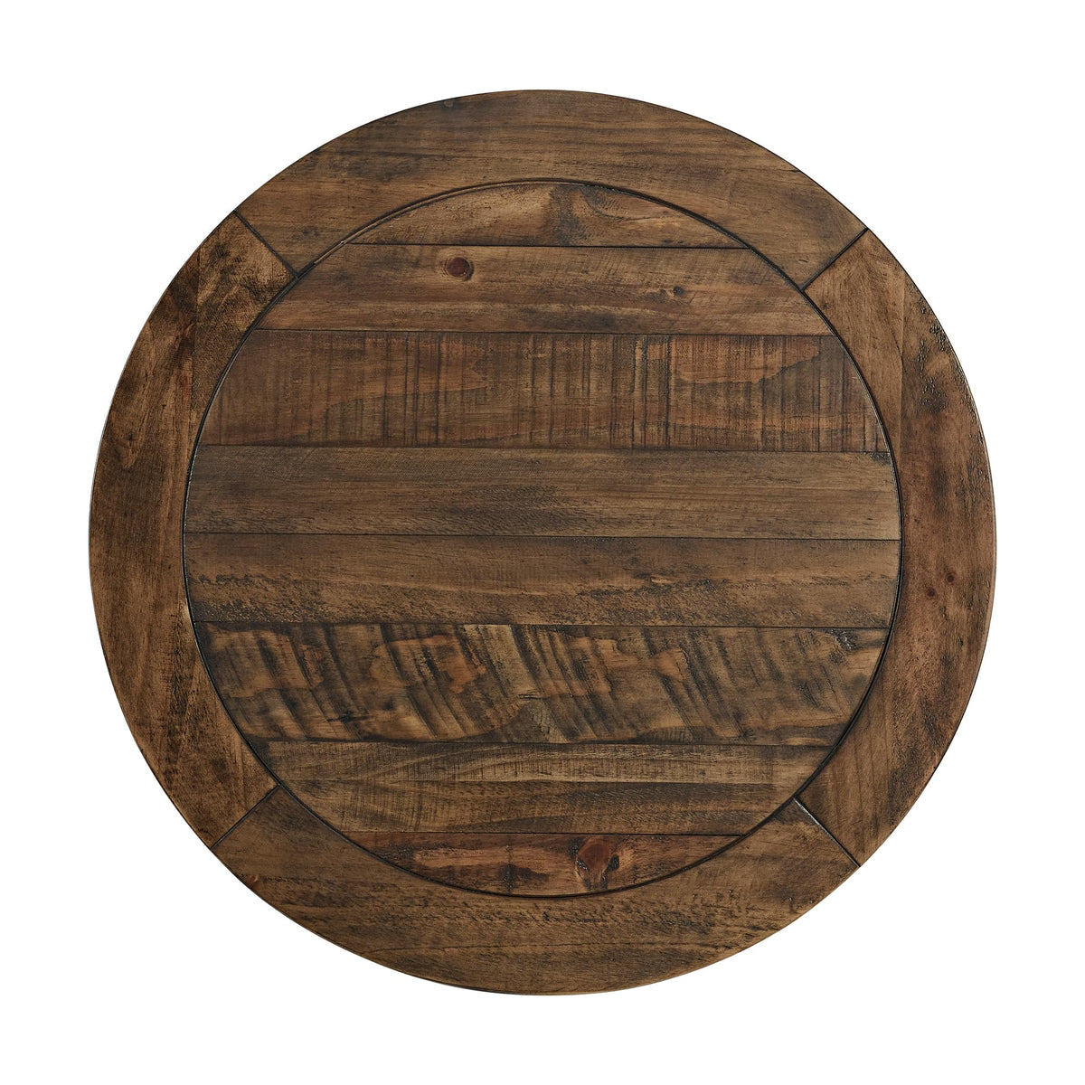 Napa Solid Wood Farmhouse Rustic Reclaimed Natural and White Stain Round End Side Accent Living Room Table, Nightstand Bedside 26" W x 26" D x 25" H