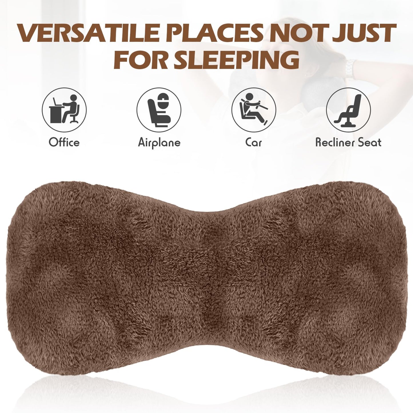 1 Pc Neck Pillow for Recliner Headrest Pillow Bone Shaped Chair Plush with Adjustable Strap Neck Support and Pain Relief Curve Head Cushion for Car Travel Airplane (Grey)