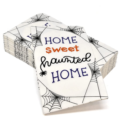 Gift Boutique Halloween Guest Napkins 100 Count Disposable Paper Hand Towels Black Orange Purple for Bathroom Buffet Dinner Haunted Home Party Decor