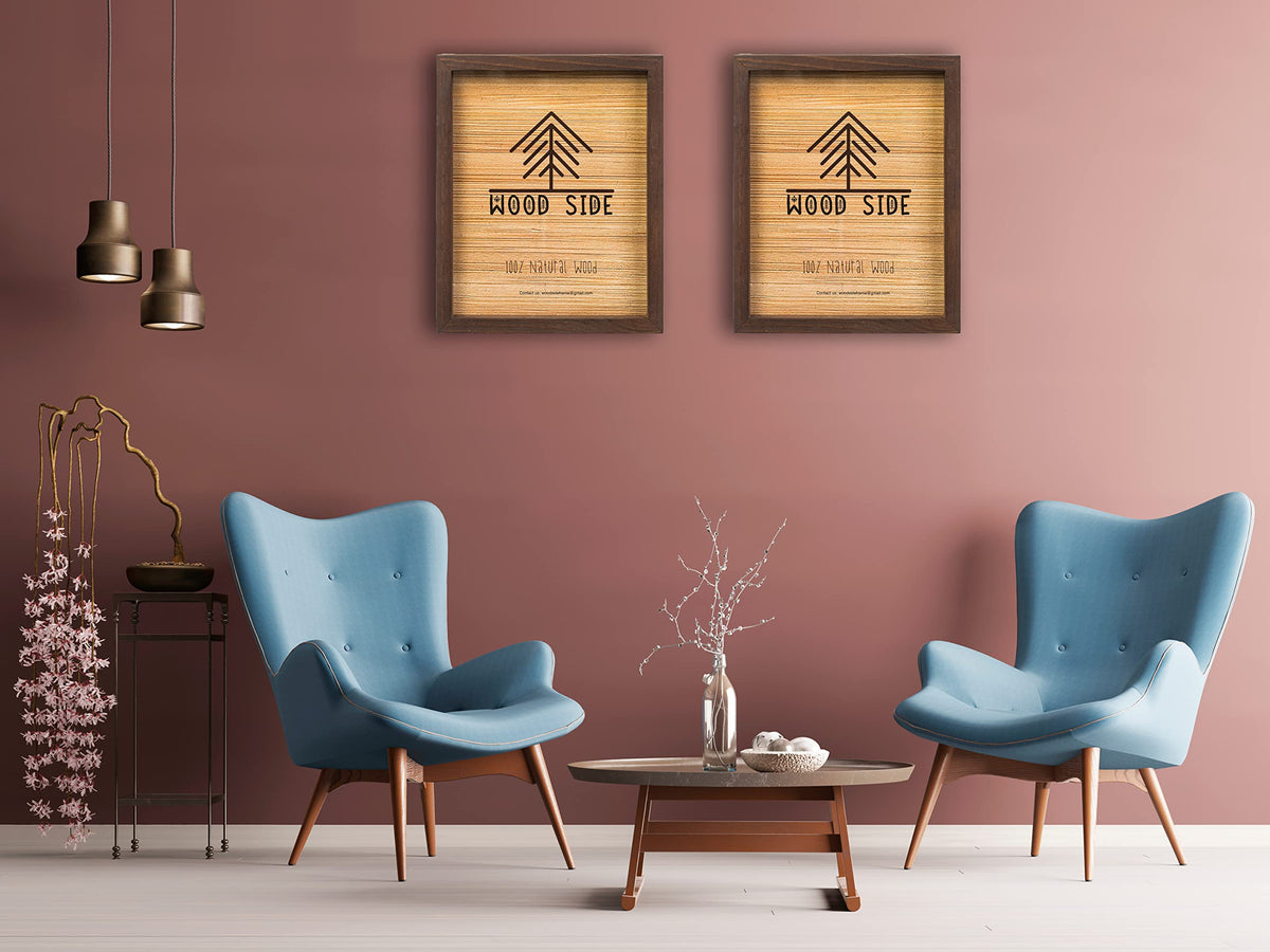 Brown Wooden Picture Frame 12x18 - Natural Rustic Solid Wood Thick Borders, Wall Mounting Poster Photo Frames