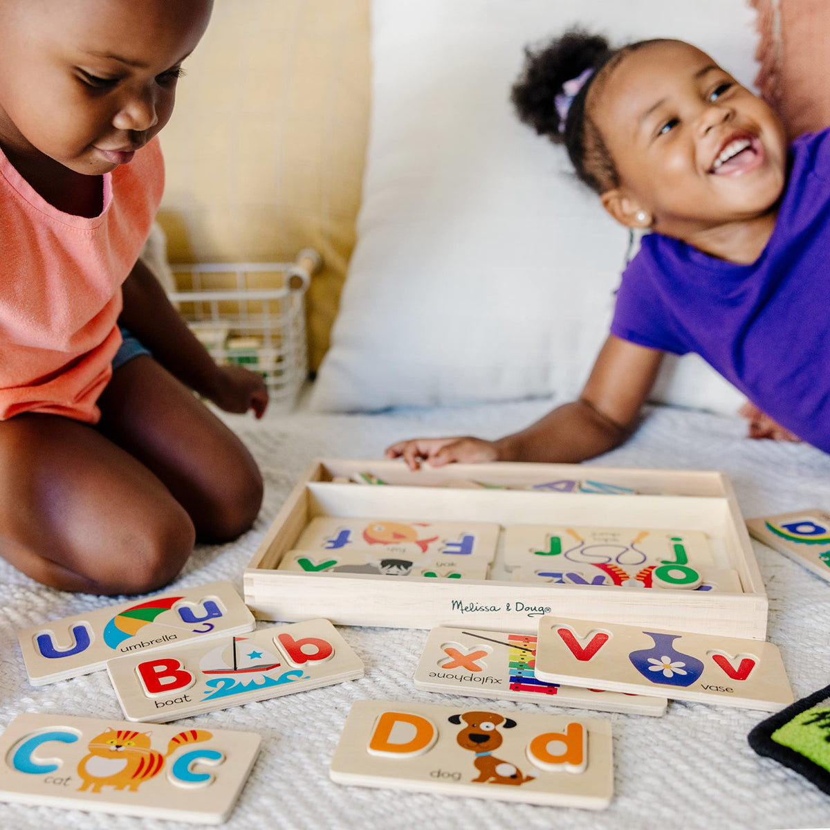 Melissa & Doug ABC Picture Boards - Educational Toy with 13 Double-Sided Wooden Boards and 52 Letters