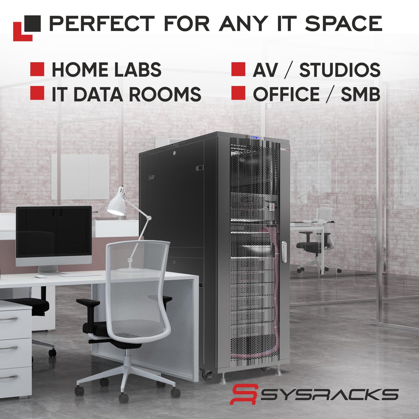 Sysracks 22U Server Rack Cabinet, 32" Deep, 19-Inch EIA-310