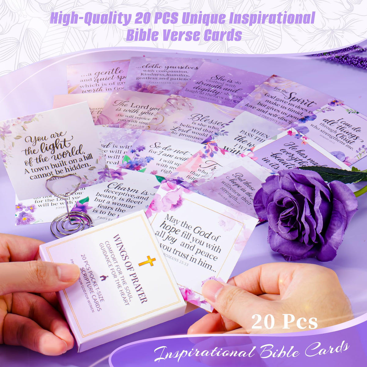 12PCS Christian Gifts For Women Faith - Inspirational Religious Birthday Gifts, Purple Spiritual Baptism Baskets For Mom, Grandma, Wife, Mothers, Friend, Sister,Catholic&Encouragement Birthday Gift