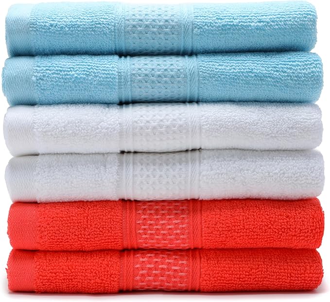 Cotton Hand Towels Set, 6-Piece Set, Super Absorbent Quick Drying, Bathroom