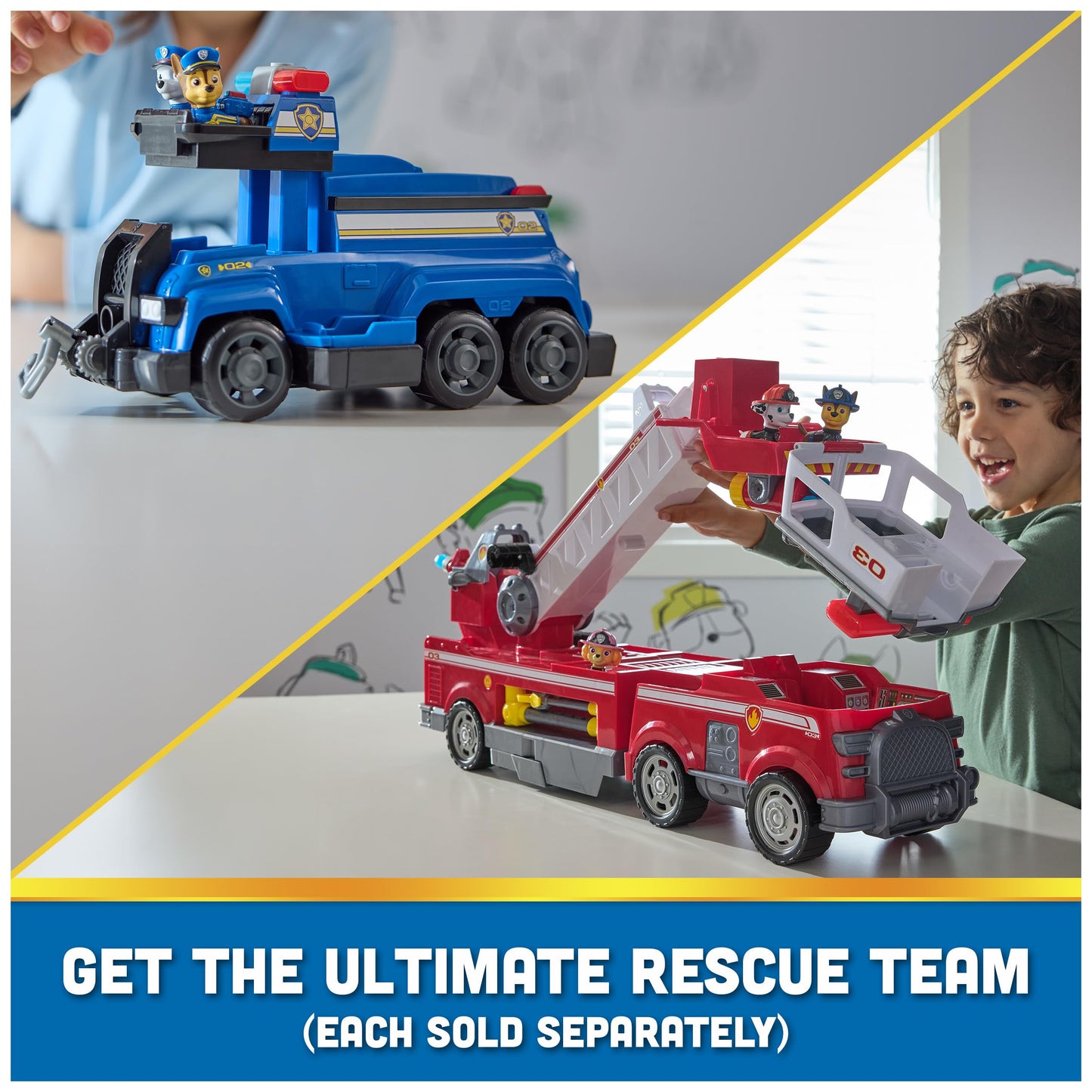 Paw Patrol Team Cruiser, Large Scale Vehicle with Exclusive Chase, Marshall, Skye, Rubble, Rocky & Zuma Action Figures, Toys for Boys & Girls Ages 3+