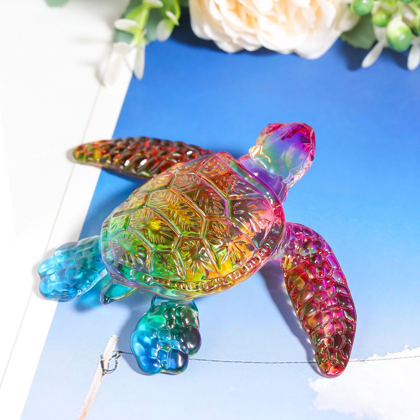 Movdyka Crystal Sea Turtle Glass Figurine Home Decor Gifts for Women