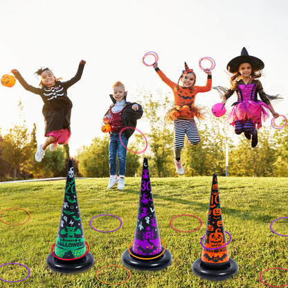 Voiiake 3 Pack Witch Hat Halloween Inflatables Ring Toss Game - Fun Halloween Games,Toys & Party Supplies, Games & Toys for Kids Adults