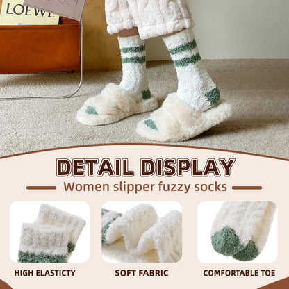 Velice Womens Fuzzy Socks Soft Cozy Fluffy Slipper Winter Socks Warm Plush Sleeping Christmas Socks (White)