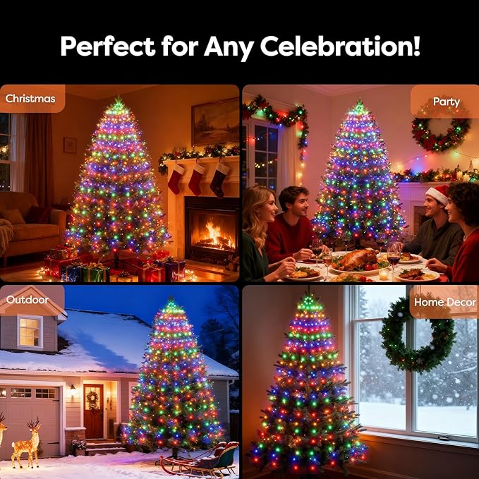 Christmas Tree Lights with Remote 400 LEDs Christmas Lights for Tree with 8 Lighting Modes, Timer and Memory Function, Indoor Outdoor String Lights for 6 ft-10 ft Xmas Tree Decorations(Multicolor)