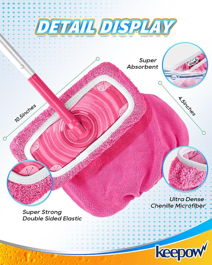 KEEPOW 6 Pack Reusable Mop Pads Compatible