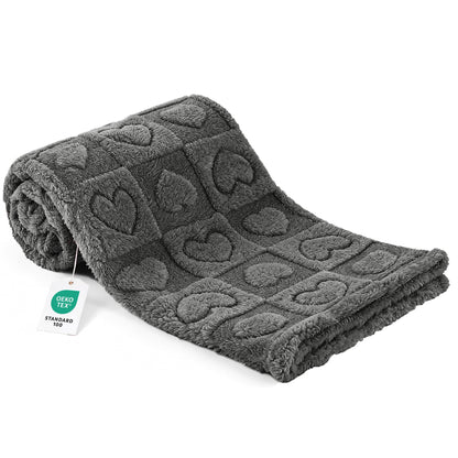 gogobunny Large Pet Blanket for Dogs Cats, Ultra Soft 300GSM Coral Fleece Washable Furniture Protector for Couch Bed Car Seat, Calming Crate Mat Blanket for Large Breeds, Grey, 40x50IN