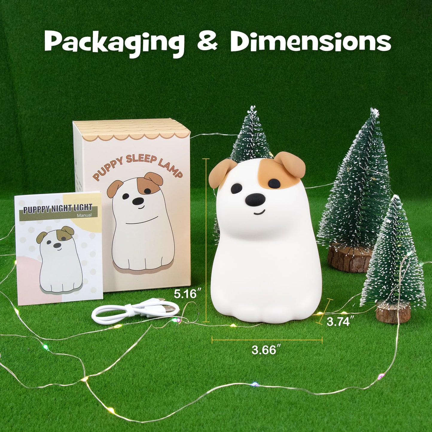 Squishy Puppy Night Light with RGB Mode 3 Brightness Adjustable Nursery Breastfeeding Nightlight Cute Novelty Smile Dog Animal Lamp Rechargeable Silicone Touch Bedside Lamp for Bedroom Dorm Decor