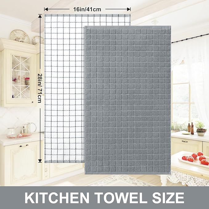 Homaxy Premium Cotton Kitchen Towels 16"x 28", Large Natural Ring Spun 390 GSM