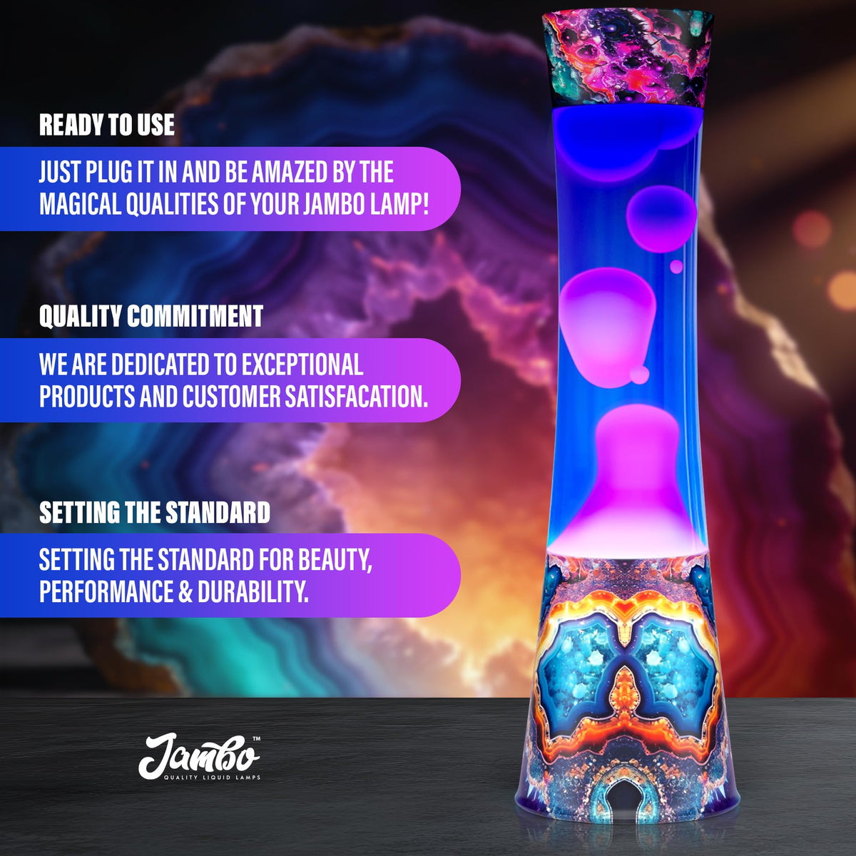 JAMBO 15.5" Amber Crystal Motion Light, Beautiful Home Decor Lamp, Living Room Bedroom Lamp, Relaxing Liquid Motion Lamp, Night Light Nightlight for Teens, Kids & Adults, Mood Light