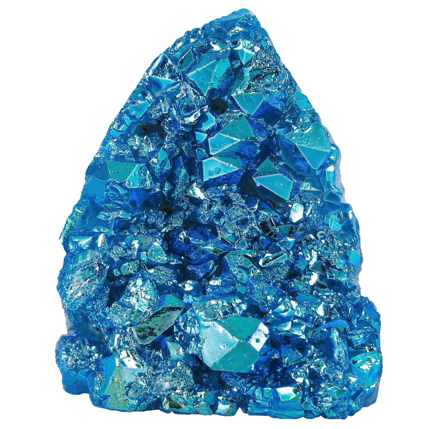 Nupuyai 2.17"-4.13" Titanium Coated Quartz Crytsal Cluster Decor for Home Office Irregular Stone Geode Specimen for Energy Protection, Blue