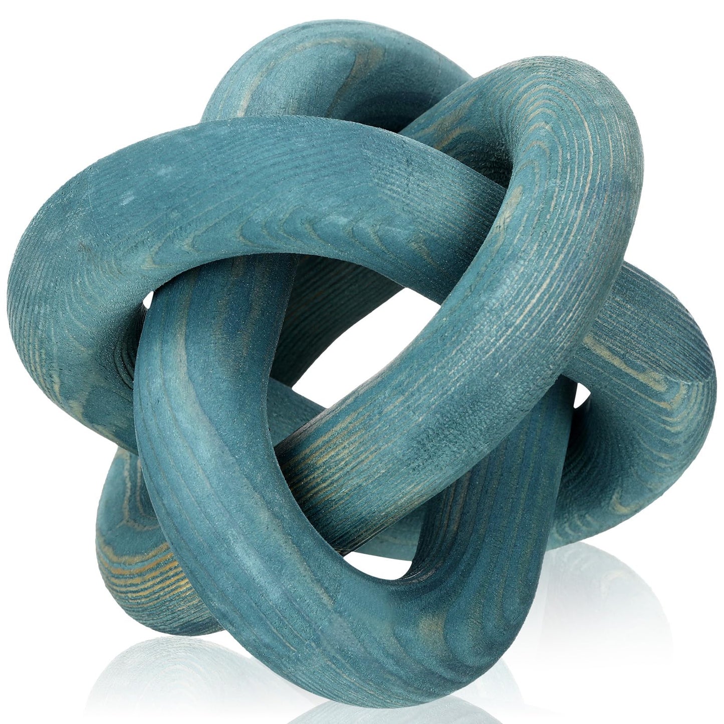 Yalikop 3 Link Wood Knot Decor Rustic Home Décor Accents Hand Carved Coffee Table Decoration, Boho Chain Link Decoration, Modern Shelf, Rustic Objects for Home Living Room Bedroom(Blue)