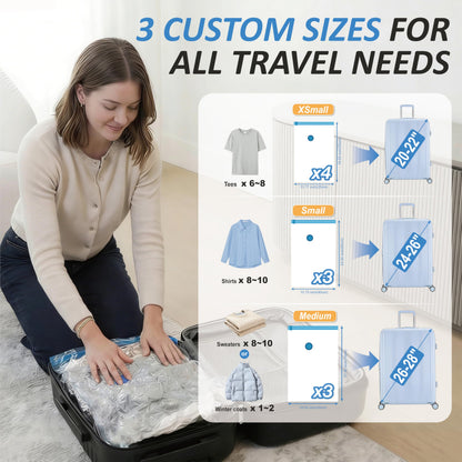 Cozy Essential Travel Vacuum Storage Bags with Rechargeable Cordless USB Pump, Space Saver Bags for Luggage, Suitcase, Carry-On, for Clothes, Blankets, Bedding & Seasonal Storage,10 Combo