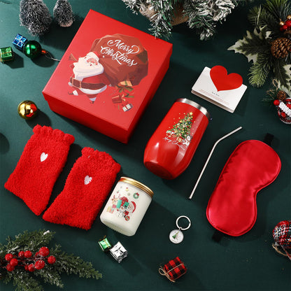 Tiangrid 7 Pieces Christmas Gifts Sets for Women Christmas Gift Baskets Scented Candles 16 oz Insulated Tumbler Gifts for Women, Mom Wife Sister Coworker
