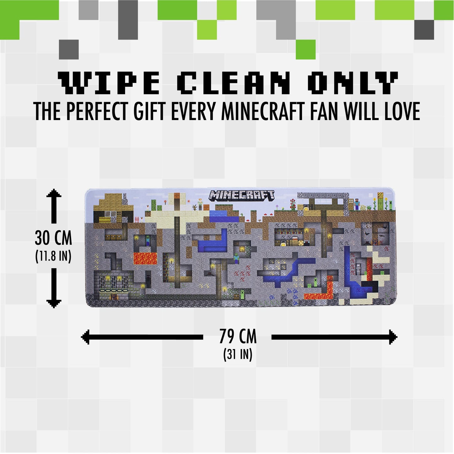 Minecraft World Desk Mat - Officially Licensed Keyboard and Mousemat for Office, Non-Slip Wipe Clean Large Mouse Pad for Gaming Set Up | Paladone