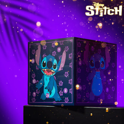 Disney Stitch Advent Calendar 2025 Stationery and Accessories Christmas Countdown Calendar with Necklace Keyring Pen Snap Bracelets Stamps (Purple Stitch Cube)