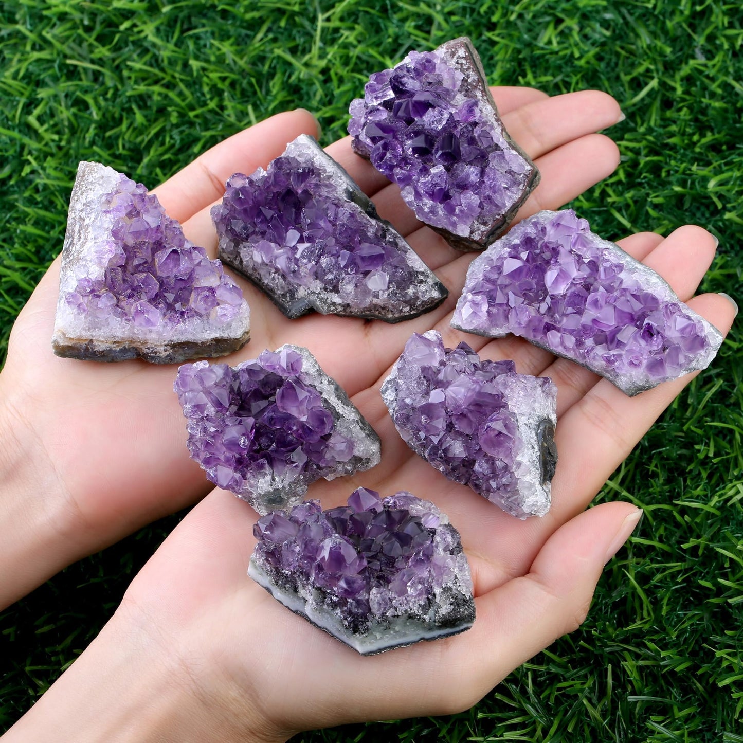 ZHIYUXI Amethyst Crystal Cluster Rock Geode Gemstones Purple Raw Crystals Stone Rock Collection Raw Energy Balance Reiki Home Decor Friendship Gifts for Women 50-70g