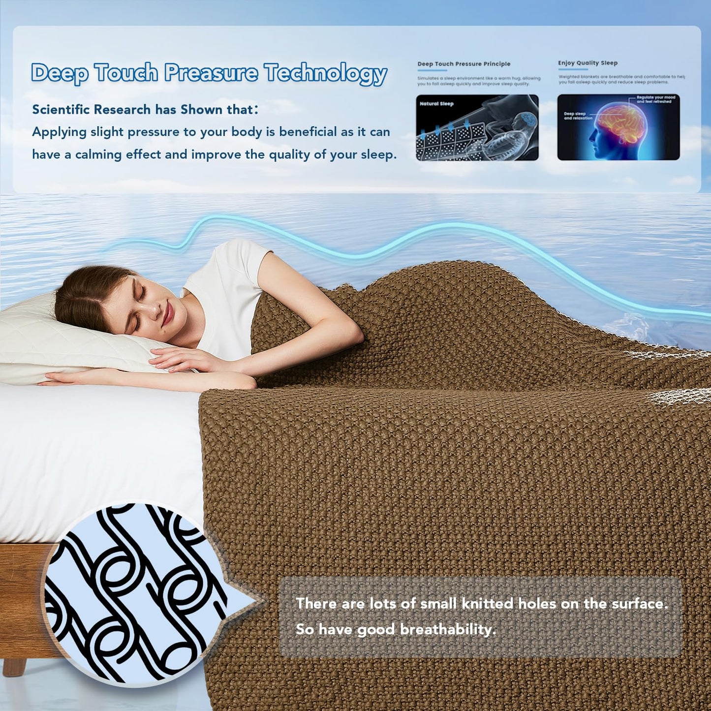 Topcee Knitted Weighted Blanket - 50"x60" 5lbs Cooling Chunky Knit Heavy Blanket for Adults Cable Yarn Knit Decorative No Beads Soft, Cozy and Cooling Weighted Throw Blankets Machine Washable