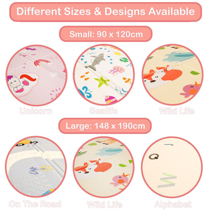 KandyToys Wild Life Foldable Baby Play Mat | Thick Padded XPE Baby Crawl Mat | Waterproof | Safe