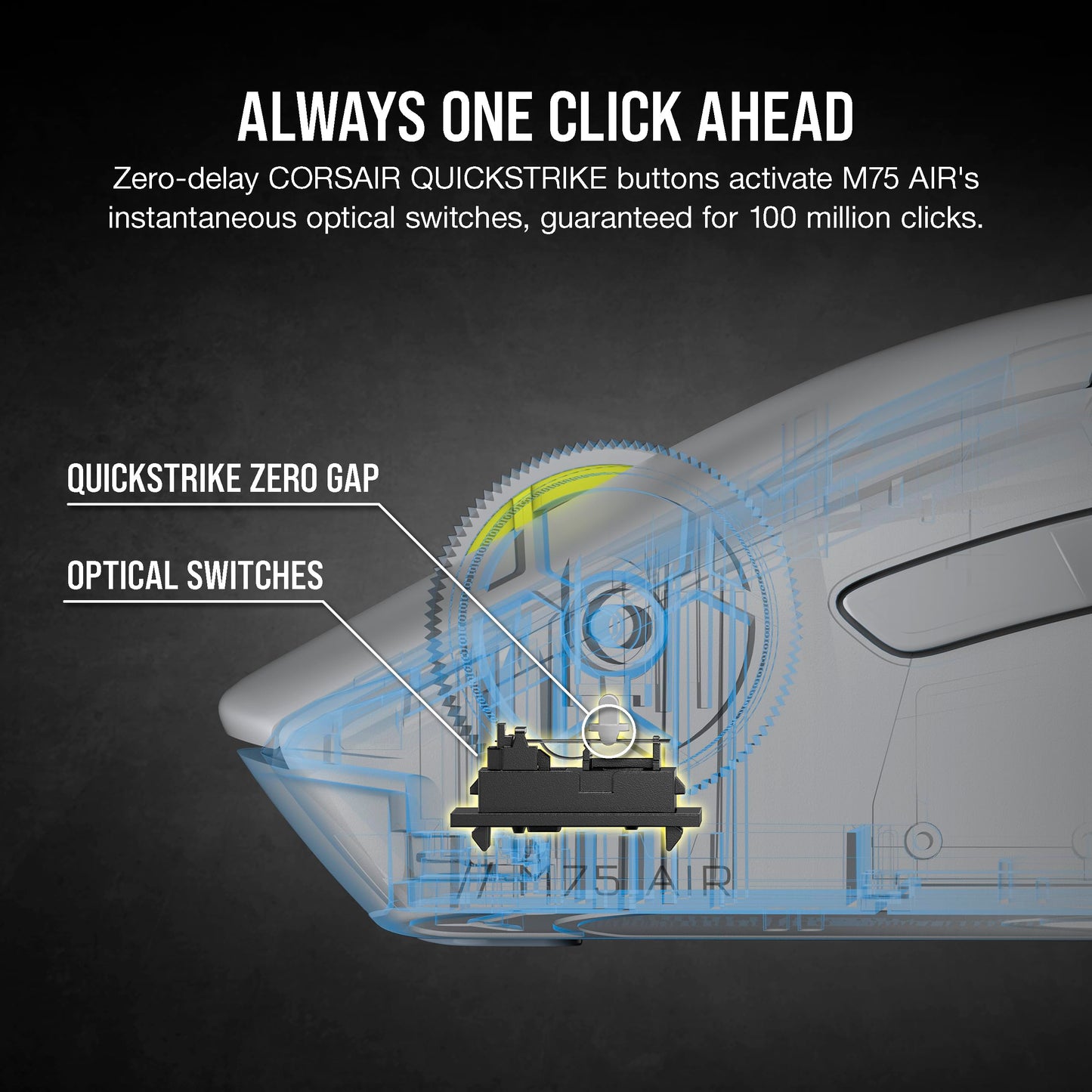 Corsair M75 AIR Wireless Ultra Lightweight Gaming Mouse – 2.4GHz & Bluetooth – 26,000 DPI – Up to 100hrs Battery – iCUE Compatible – Black