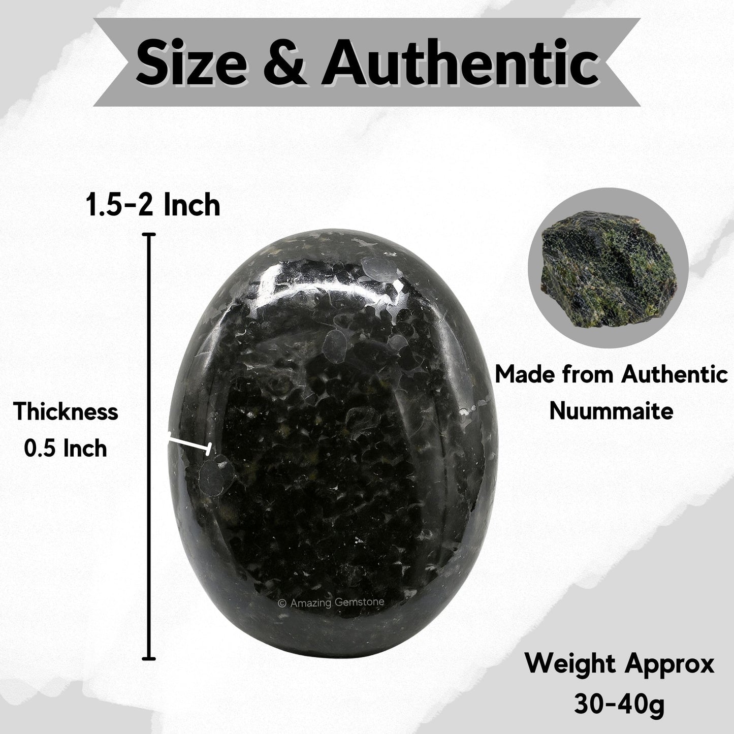 Amazing Gemstone Nuummite Crystals and Healing Stones - Large Palm Stone Crystals Piedra - Crystal for Good Luck, Balanced Positive Energy, Meditation - Unique Stocking Stuffers, Gifts for Women