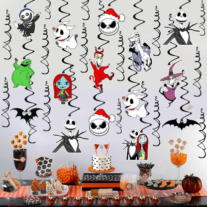 36PCS Halloween Christmas Hanging Swirls Decorations - NO DIY - Halloween Christmas Hanging Streamers for Classroom Ceiling Office Indoor Outdoor Halloween Birthday Party Decorations Supplies