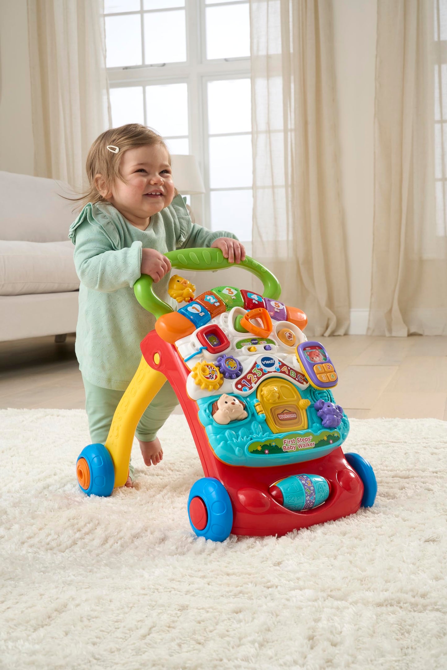 VTech First Steps Baby Walker | Push Along Walker Baby Toy with Shapes, Sounds, Music, Phrases, Pretend Play and More | Suitable for Babies from 6 Months, 1, 2 & 3 Year Olds, Boys & Girls