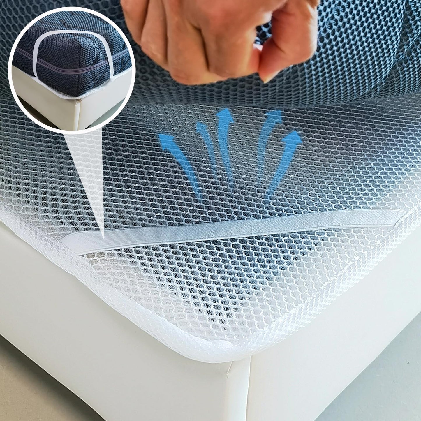 Esme L&H Mattress Underlay RV Ventilated Mattress, Super Breathable 3D Mesh Fabric, Standard King Size, White, Breathable, Washable