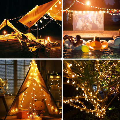 12 M 100 LED Fairy Lights Battery Operated Christmas Lights Indoor Outdoor Waterproof Globe String Lights with Remote Timer 8 Modes for Bedroom Outside Tree Garden Patio Party Decorations Warm White