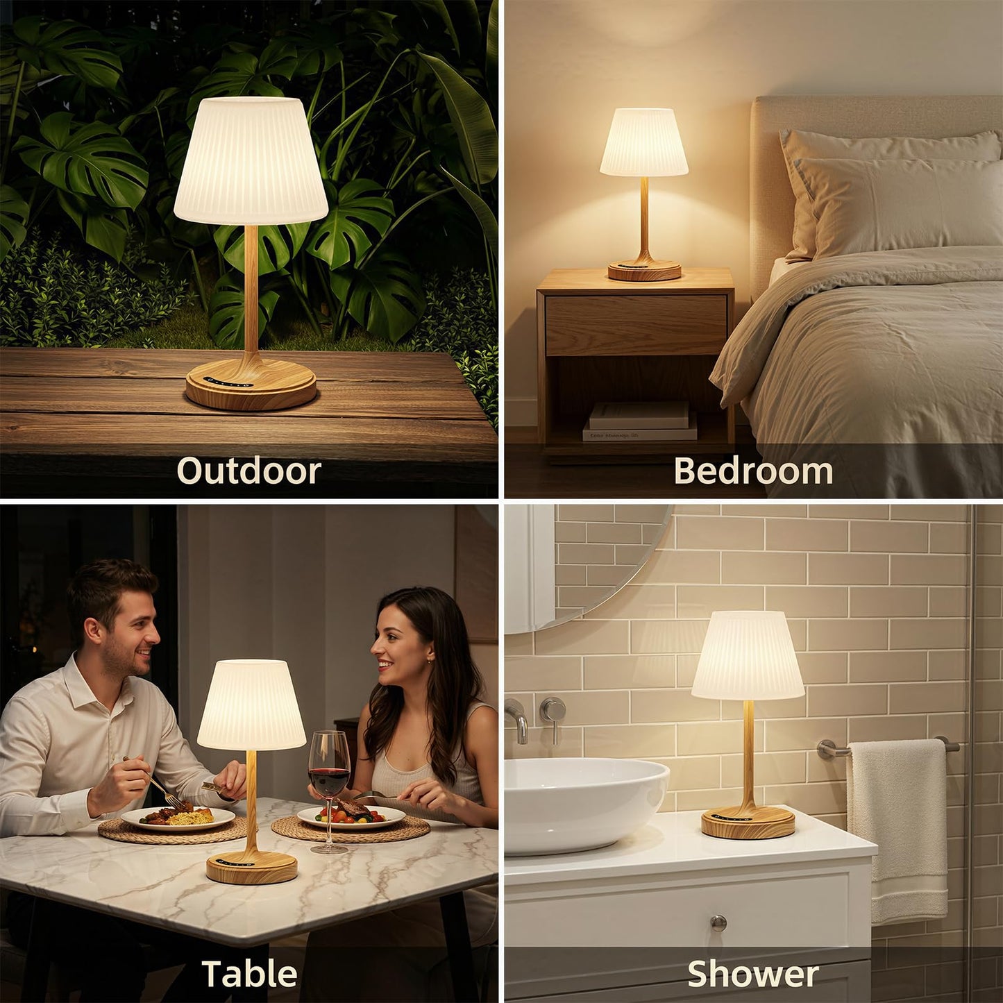 Shower Lamp Waterproof Bathroom Lamp for Inside Shower Bathtub, Rechargeable Cordless Table Lamp with 4000mah Battery, Touch Dimmable Light, Small Relaxing Spa Night Lamp for Bathroom, Kitchen, Desk