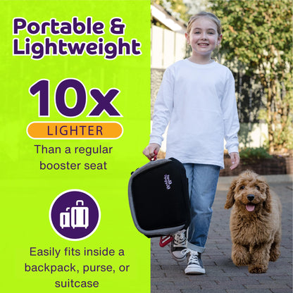 BubbleBum Inflatable Booster Car Seat - Travel Car Seat - Portable Car Booster Seat - Booster Seat for Car - Slim Foldable Narrow Design Car Seat - Perfect for Kids 4-11yrs Old - Black