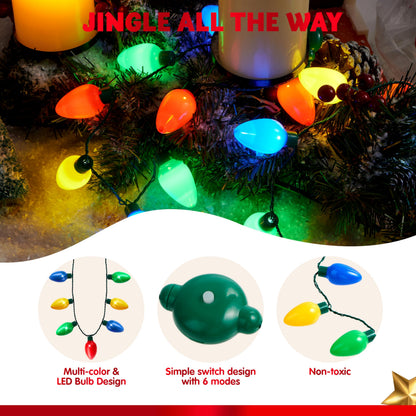 JOYIN 6 Packs Christmas LED Light Up Bulb Necklaces 9 Bulbs LED Necklace Holiday Xmas Costume Accessories for Christmas Party Favor Party Supply