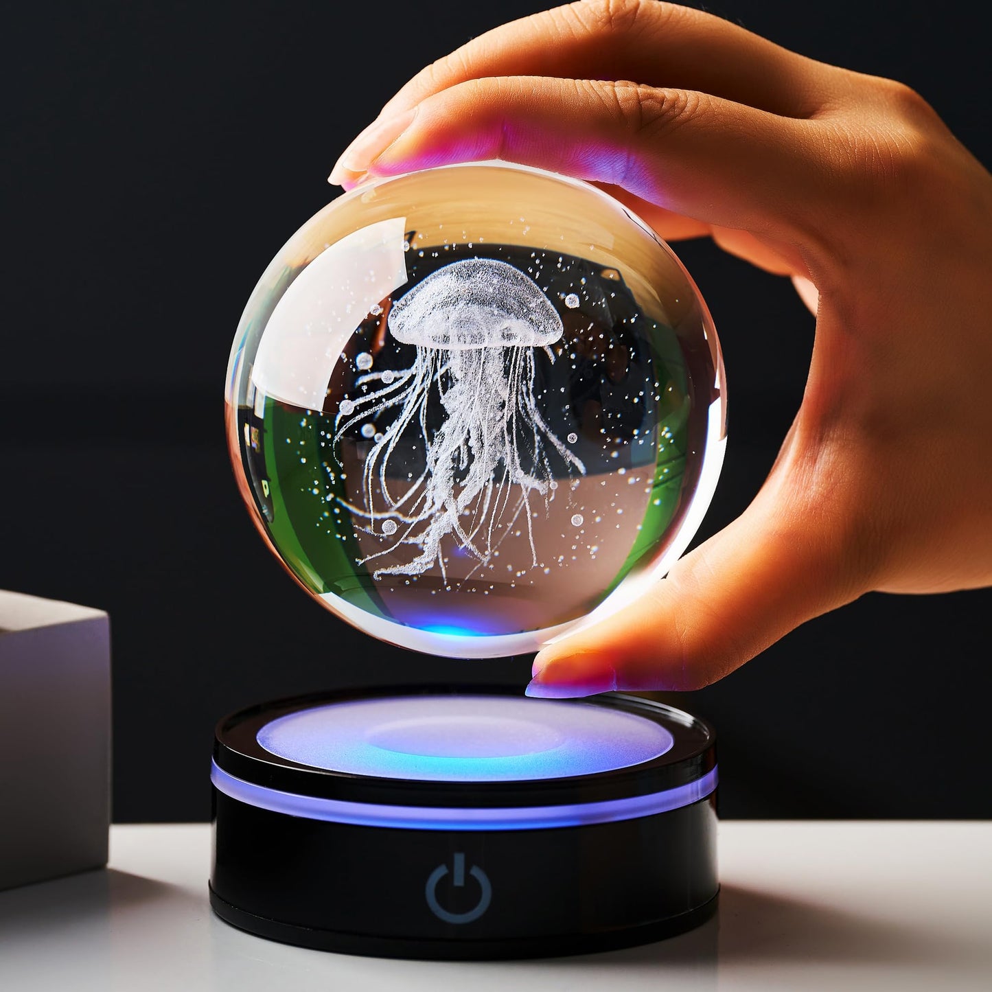Ghtixsu 3D Crystal Ball Jellyfish Decoration, Gift for Men and Women: Ocean Biology Night Light, Gifts for Daughter/Son, Birthday, Colleagues, Christmas, Teacher Thanks Gift, Home Decoration