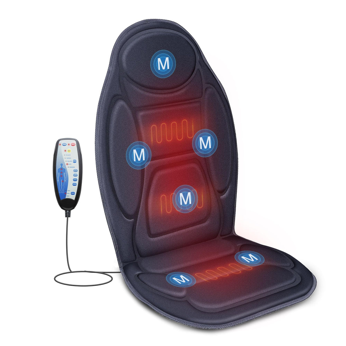 Snailax Vibration Back Massager with Heat, Massage Seat Cushion with 6 Vibrating Motors and 2 Heat Levels, Massage Chair Pad for Home Office use, Gifts for Him Her