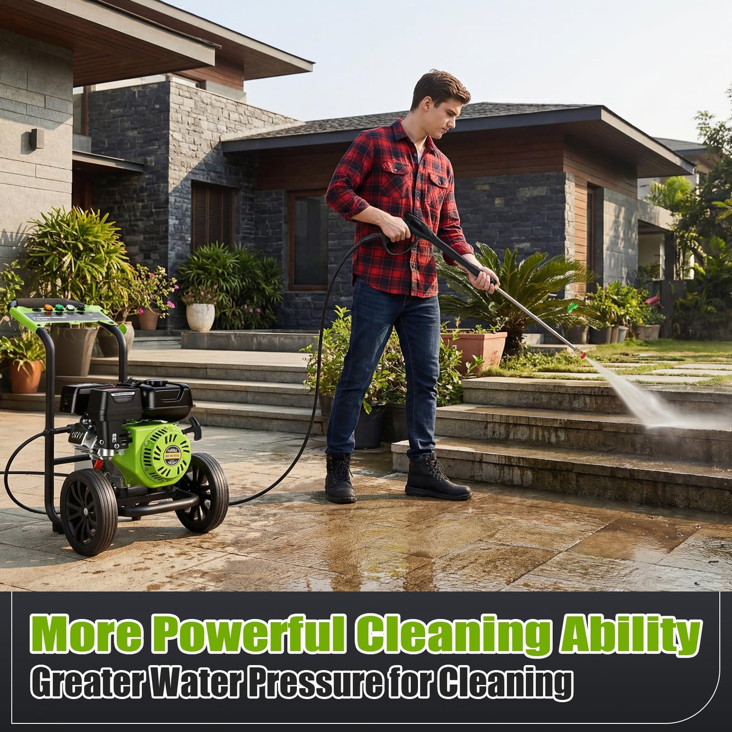 Gas Powered Pressure Washer 4200 PSI Gas Power Washer 4.0 GPM 209CC Commercial High Pressure Washer, with Spray Gun and Extension Wand, 5 Quick Connect Nozzles, Copper Pump,EPA/CARB/ETL