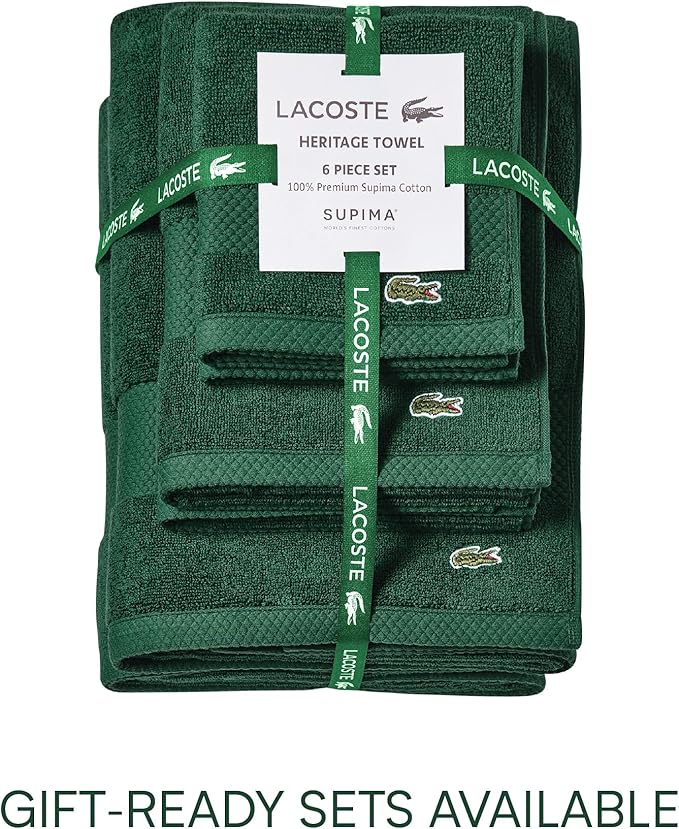 Lacoste Heritage 100% Supima Cotton Tub Mat, Croc Green, Premium Super Soft