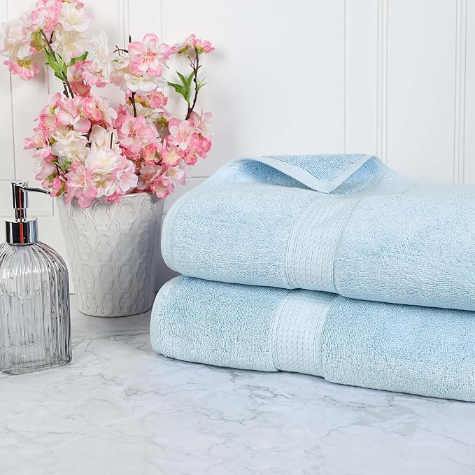 SUPERIOR Egyptian Cotton Pile Bath Sheet Set of 2, Ultra Soft Luxury Towels