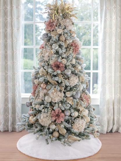 White Tree Skirt 48 Inch Large Faux Fur Tree Skirts Plush Holiday Christmas Tree Decorations for Xmas Ornaments Winter Indoor Party Decor