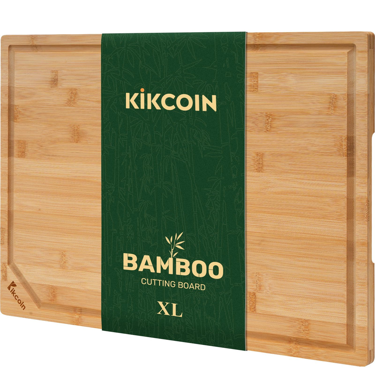 Kikcoin 17”×11” Bamboo Cutting Boards for Kitchen, Healthy Wooden Cutting Boards for Kitchen, Charcuterie, Extra Large Chopping Boards with Deep Juice Groove, Fathers Day Gift for Men, Natural